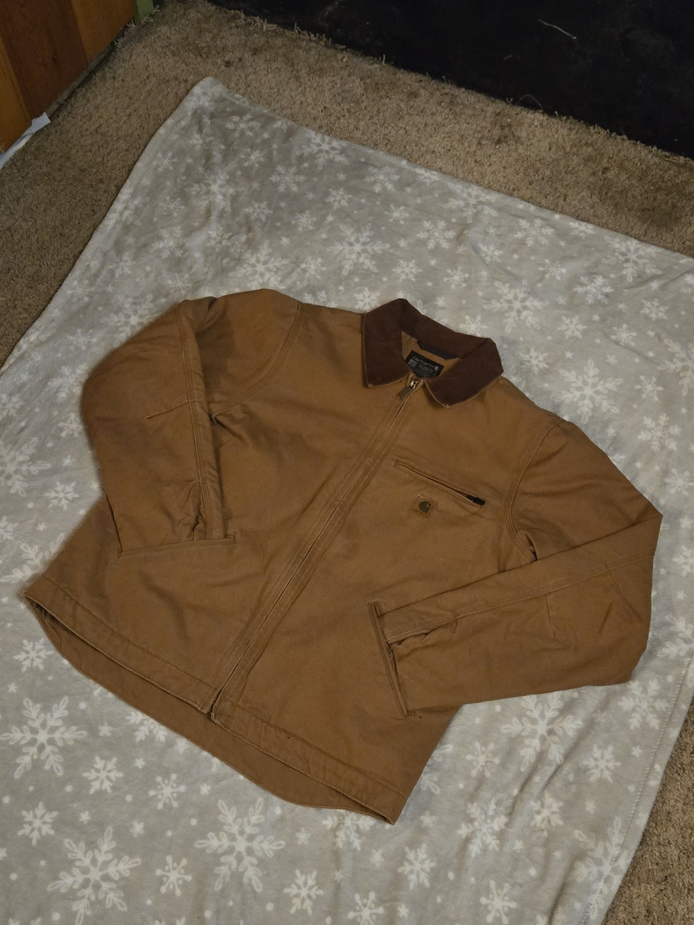 Carhartt Brown Canvas Field Jacket with Dark Brown Collar